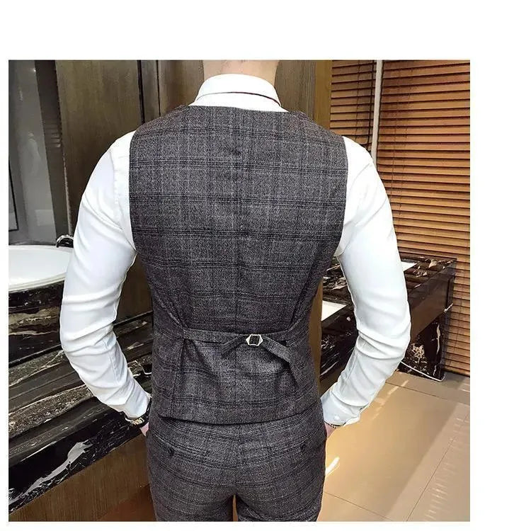 Office Ready Plaid Three Piece Suit - Plaid Suit - LeStyleParfait