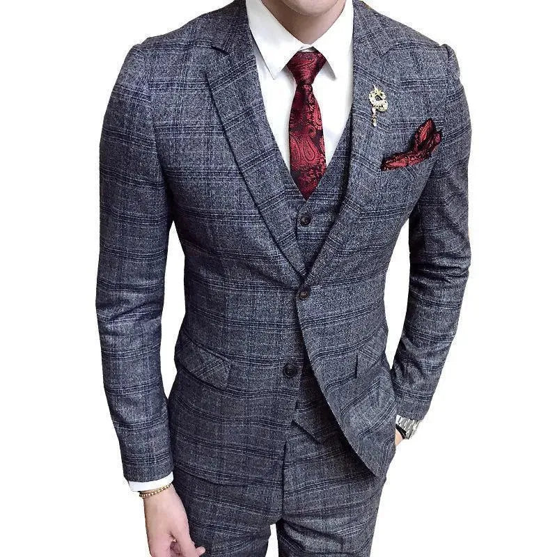 Office Ready Plaid Three Piece Suit - Plaid Suit - LeStyleParfait