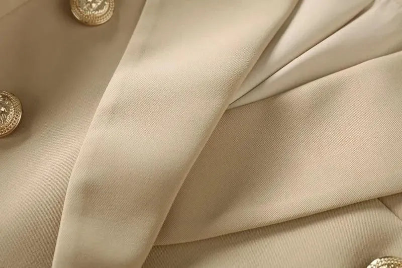 On Duty Khaki Blazer Women - Casual - Plain-Solid - Double-Breasted Blazer - LeStyleParfait