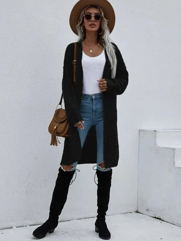 LeStyleParfait Women's Sweaters Casual Cardigan Plain-Solid V-Neck Long Sleeves-Cardigan Sweater