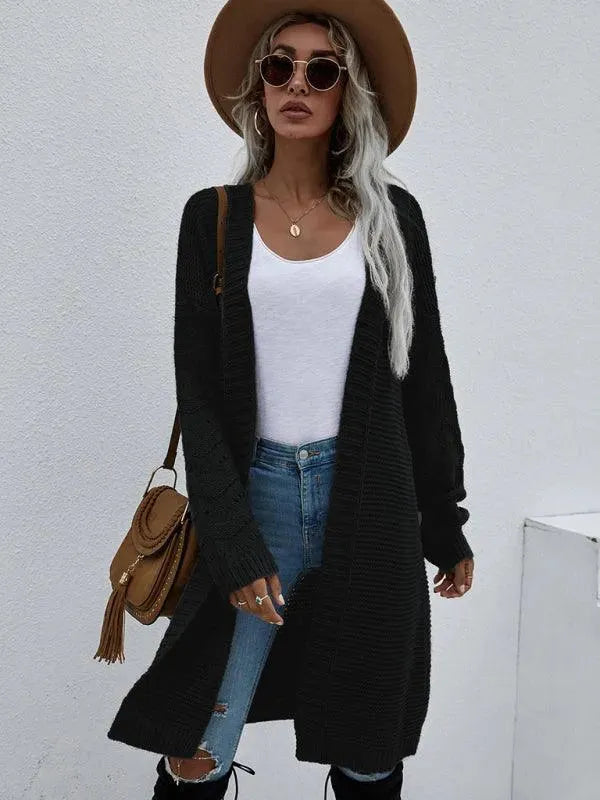 LeStyleParfait Women's Sweaters Casual Cardigan Plain-Solid V-Neck Long Sleeves-Cardigan Sweater