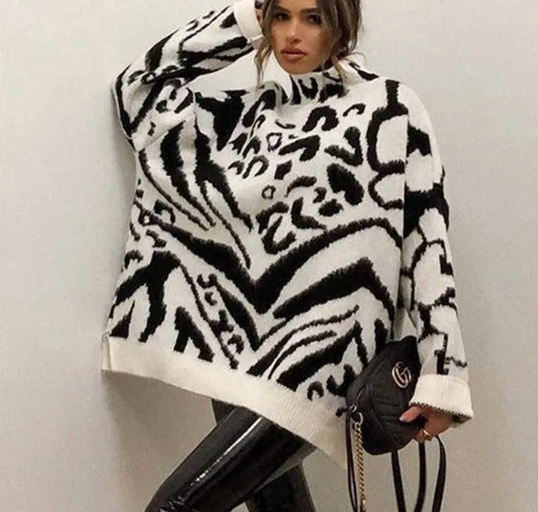 Oversized Turtleneck Sweater For Women - Pullover Sweater - LeStyleParfait