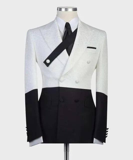 Patchwork Double-Breasted Suit - Men's Suit - LeStyleParfait