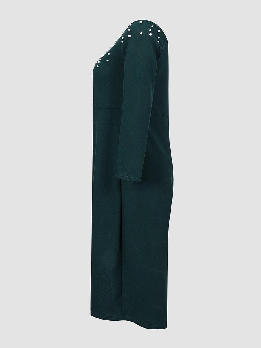 Pearl Beaded Split Thigh Midi Dress - Dress - LeStyleParfait Kenya