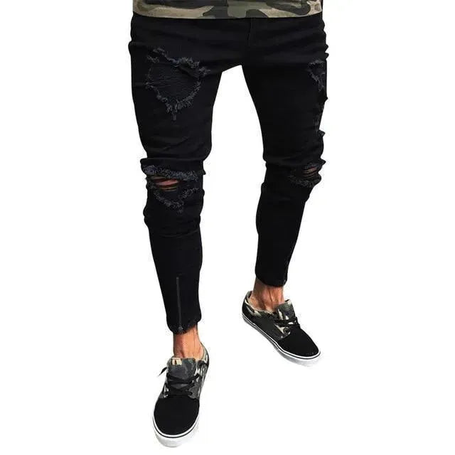 Pencil Ripped Jeans Pants For Men - Men's Jeans - LeStyleParfait