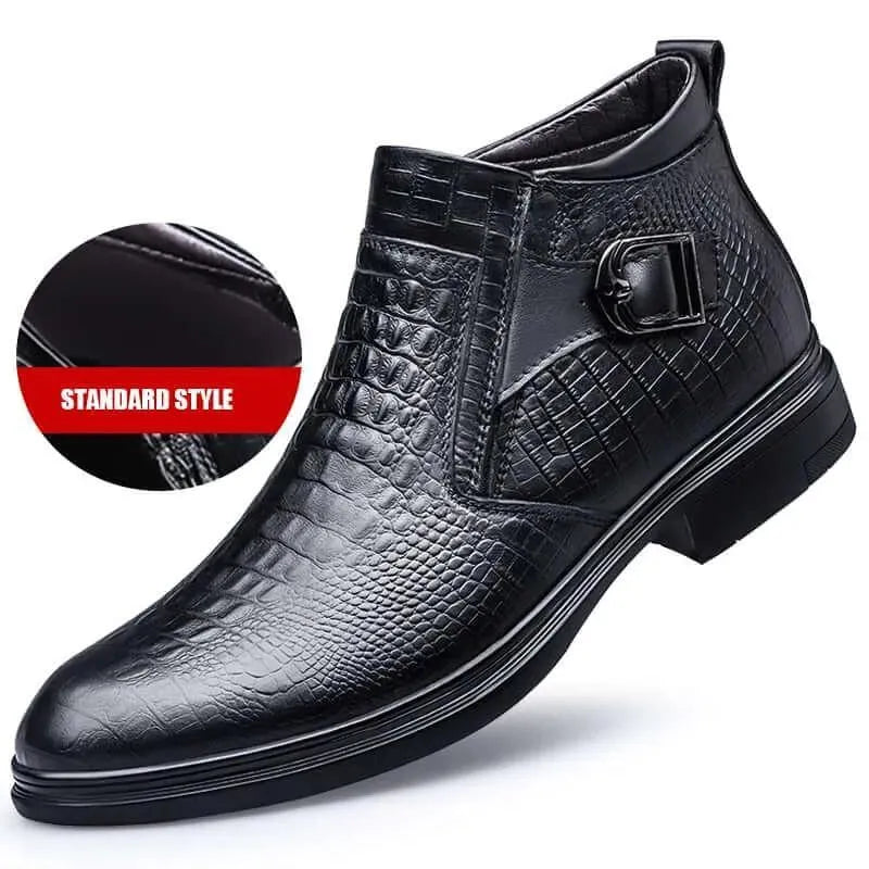 Philippe - Alligator Pattern Leather Ankle Boots - Boots - LeStyleParfait