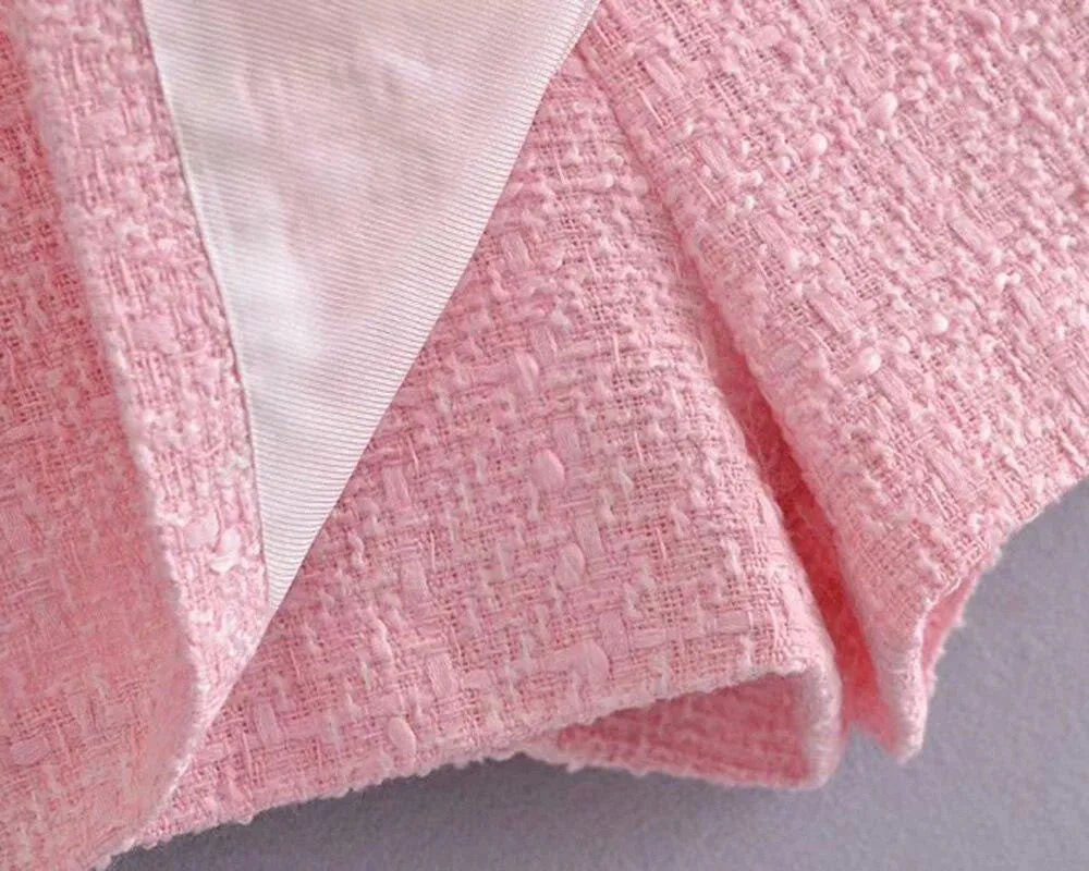 Pink Tweed Blazer Women - Formal-Business - Plain-Solid - Tweed Blazer - LeStyleParfait