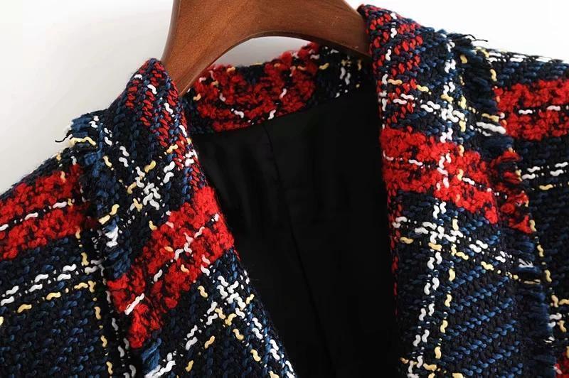 Plaid Blazer, Women Tweed Jacket - Blazer - LeStyleParfait Kenya