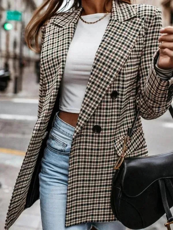 Plaid Double-Breasted Women Coat - Coat - LeStyleParfait