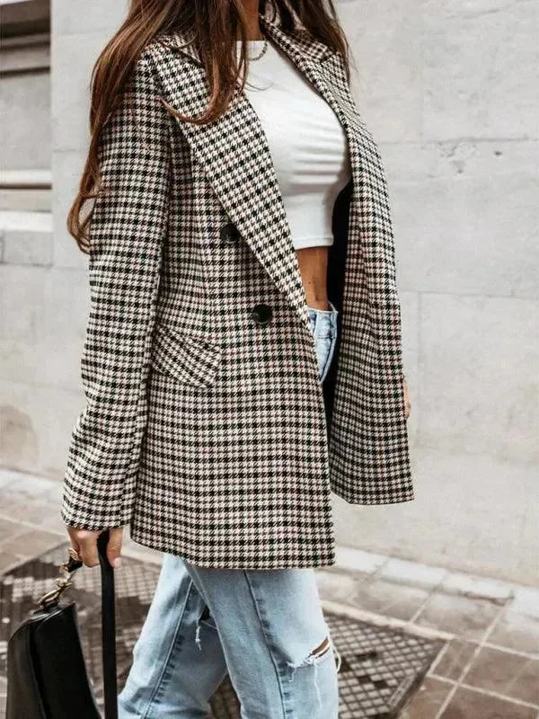 Plaid Double-Breasted Women Coat - Coat - LeStyleParfait