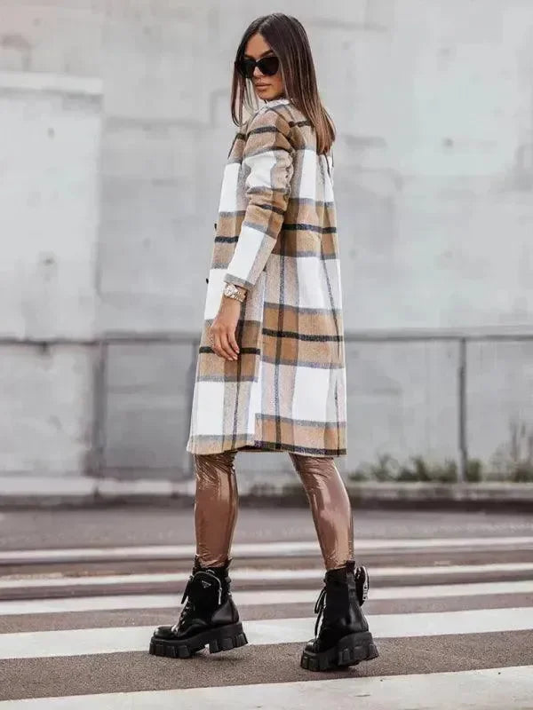 Plaid Double-Breasted Women Coat - Coat - LeStyleParfait