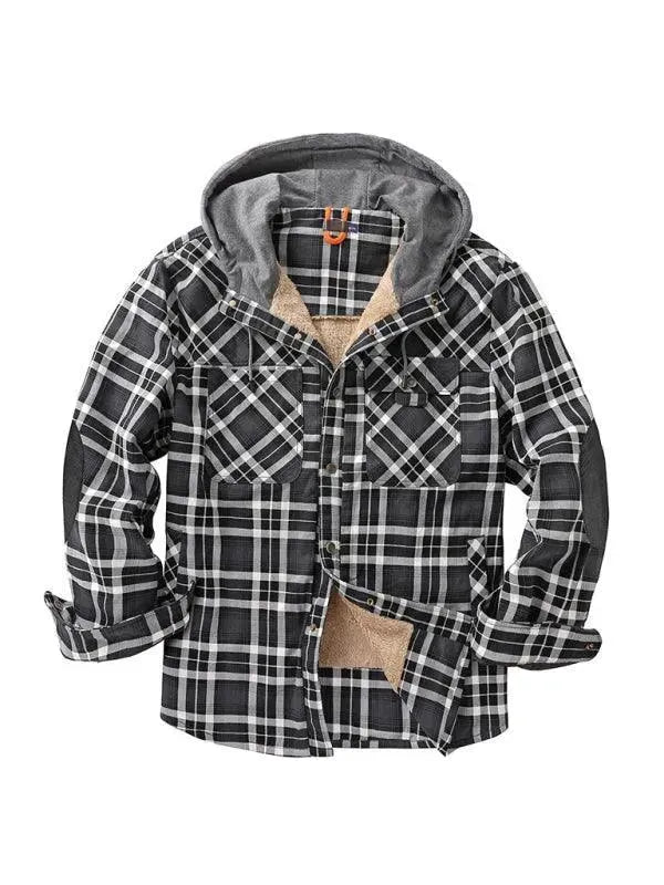 Plaid Fleece Hooded Men Flannel Shirt - Flannel Shirt - LeStyleParfait