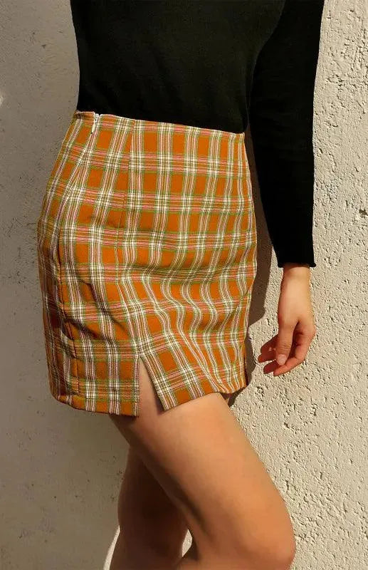 Plaid High Waist Mini Skirt-Women's Skirt-LeStyleParfait