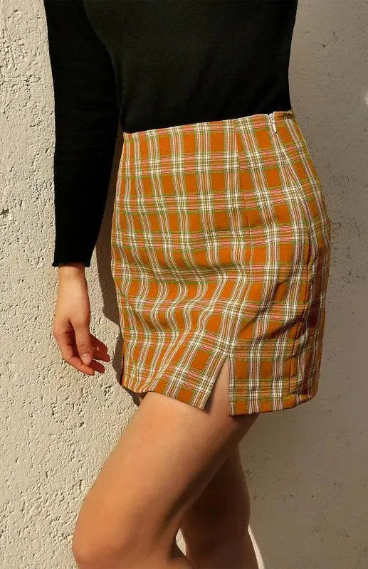 Plaid High Waist Mini Skirt-Women's Skirt-LeStyleParfait