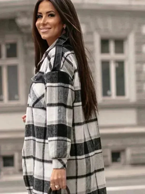Plaid Shirt Jacket Women-Jacket-LeStyleParfait