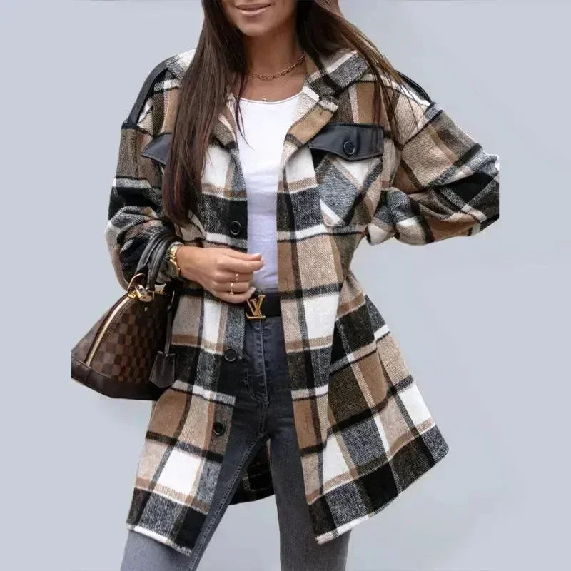 Plaid Shirt Jacket Women-Jacket-LeStyleParfait