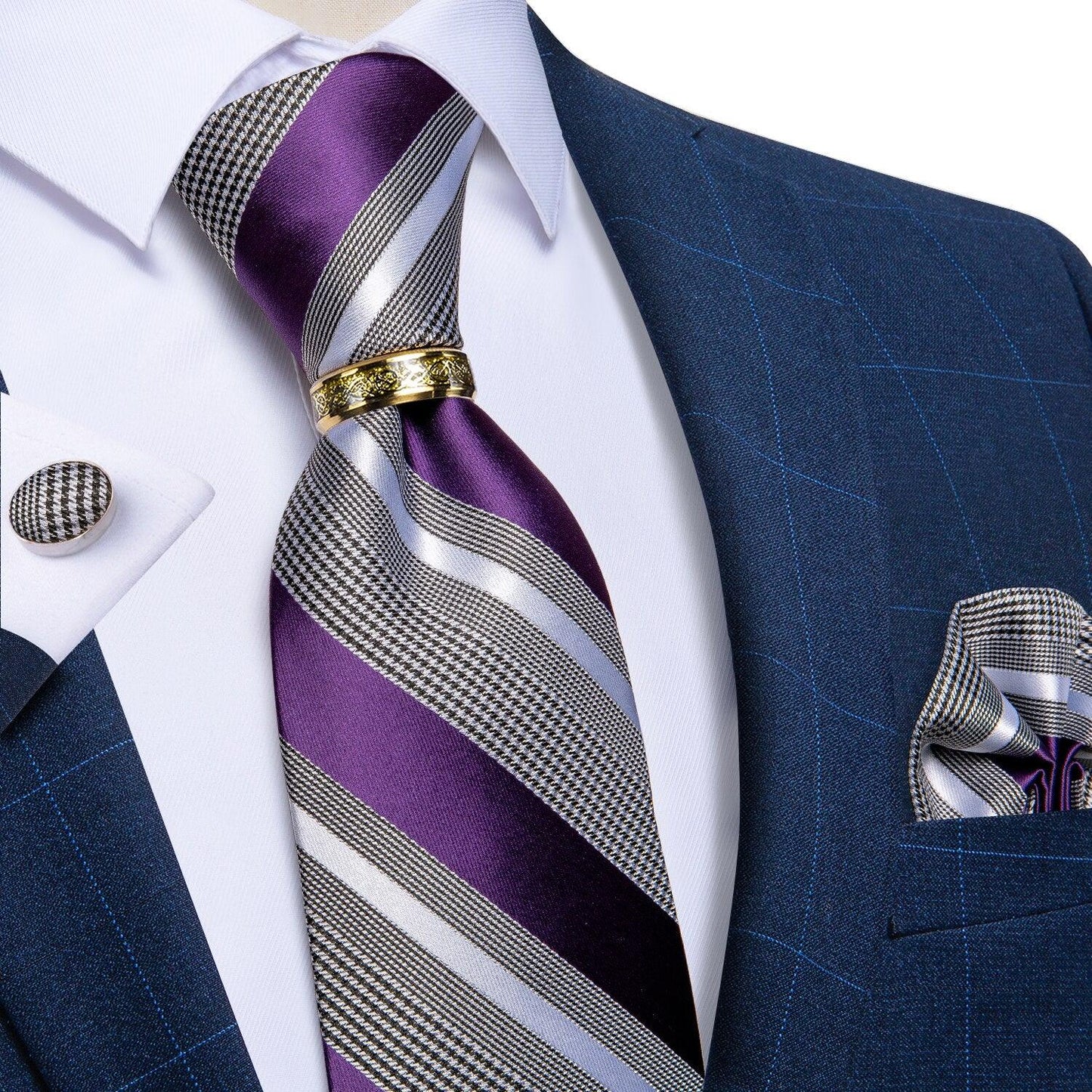 Plaid Silk Necktie Set - Necktie - LeStyleParfait Kenya
