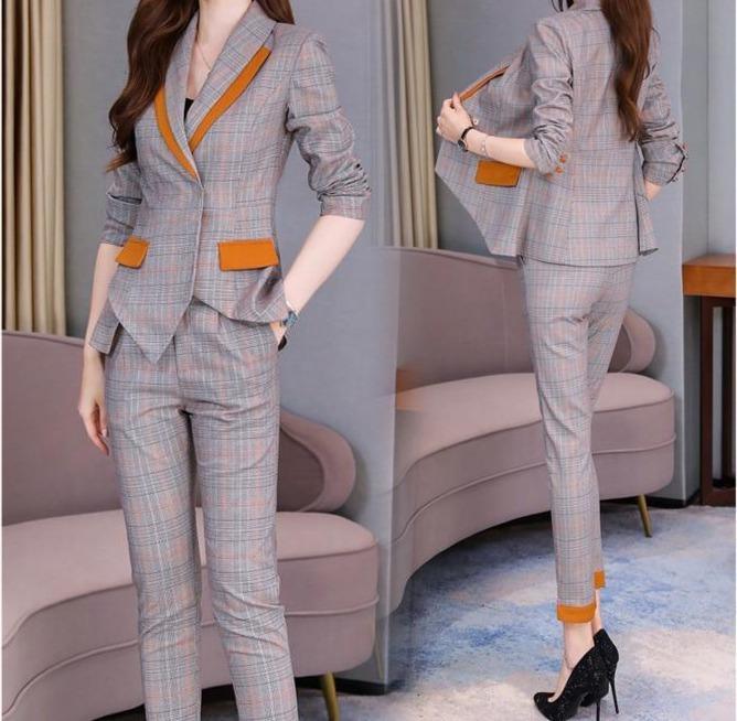 Plaid Slim Fit Women's Suit - Capri Pants - Suit - LeStyleParfait Kenya