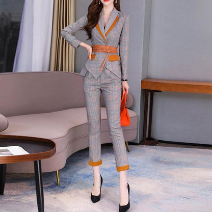 Plaid Slim Fit Women's Suit - Capri Pants - Suit - LeStyleParfait Kenya