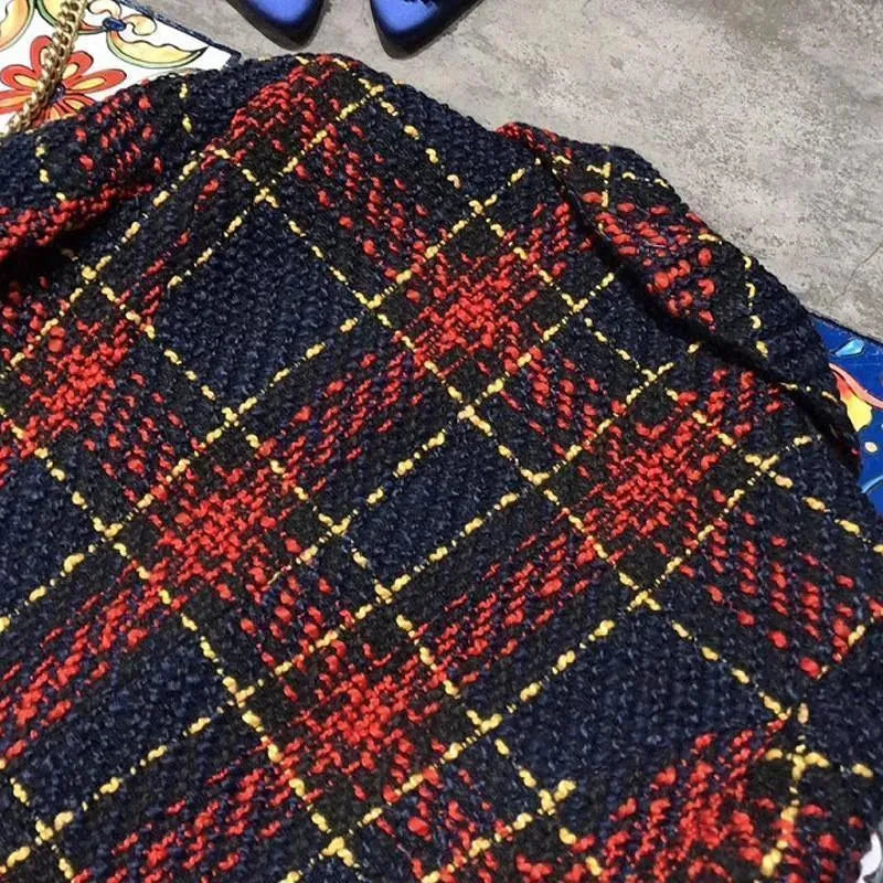Plaid Tweed Blazer - Double-Breasted Blazer Women - Casual - Plaid - Plaid Blazer - LeStyleParfait