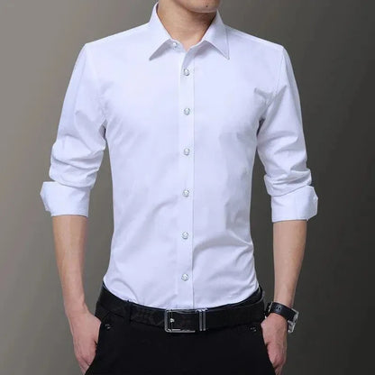 Plain Slim Fit Formal Dress Shirt - Dress Shirt - LeStyleParfait
