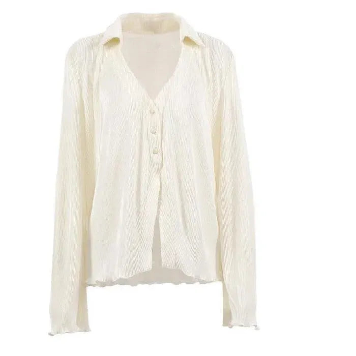 Pleated Loose Shirt - Blouse - LeStyleParfait