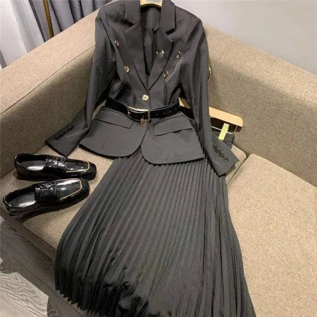 Pleated Skirt Suit - Skirt Suit - LeStyleParfait
