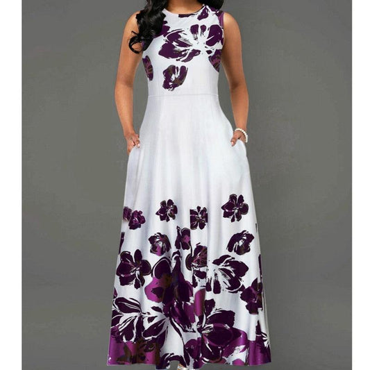 Plus Size Sleeveless Floral Dress - Dress - LeStyleParfait Kenya