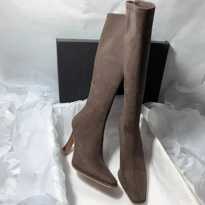 Pointy Thin High Heeled Knee High Women Boots - Knee High Boots - LeStyleParfait