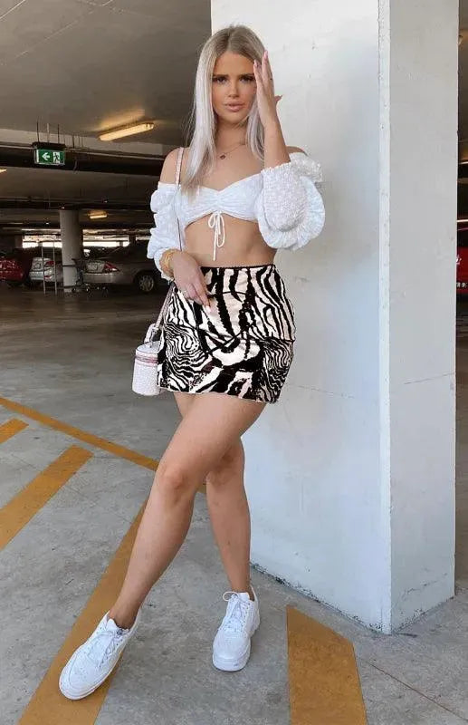 Printed High Waist Double-Layer Mini Skirt - Mini Skirt - LeStyleParfait