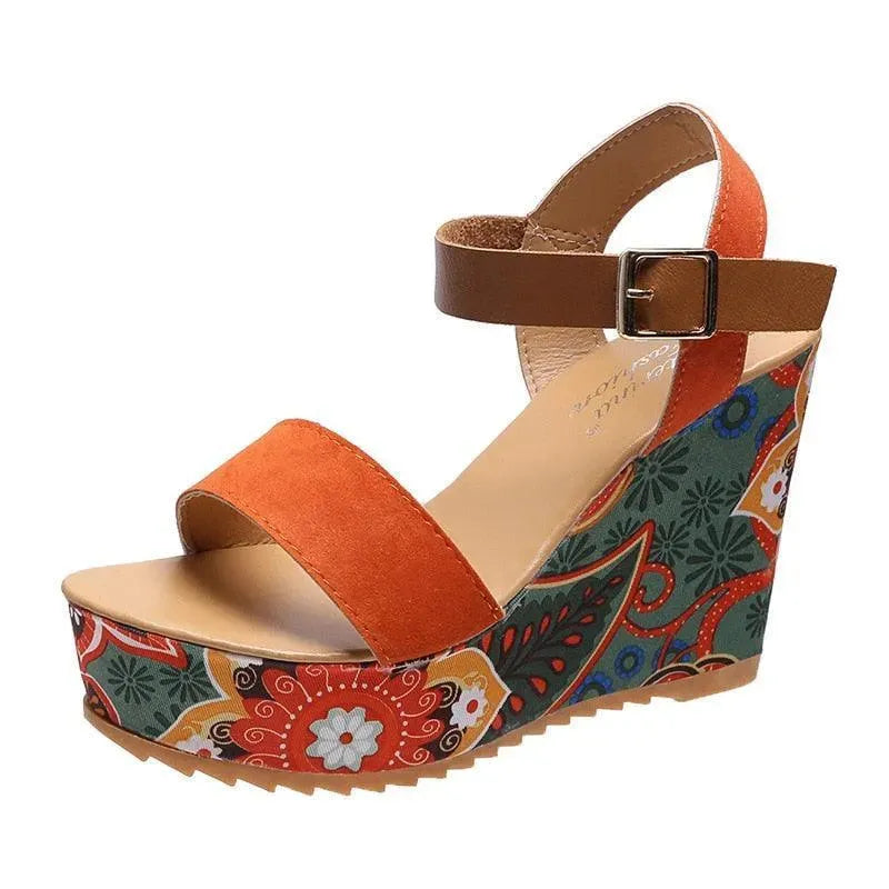 Printed Peep Toe Wedge Shoes - Wedge Shoes - LeStyleParfait