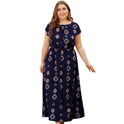 Printed Short-Sleeve Maxi Dress - Dress - LeStyleParfait Kenya