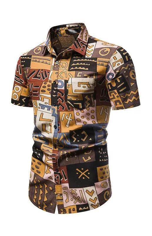 Printed Short Sleeve Men Shirt - Short Sleeve Shirt - LeStyleParfait