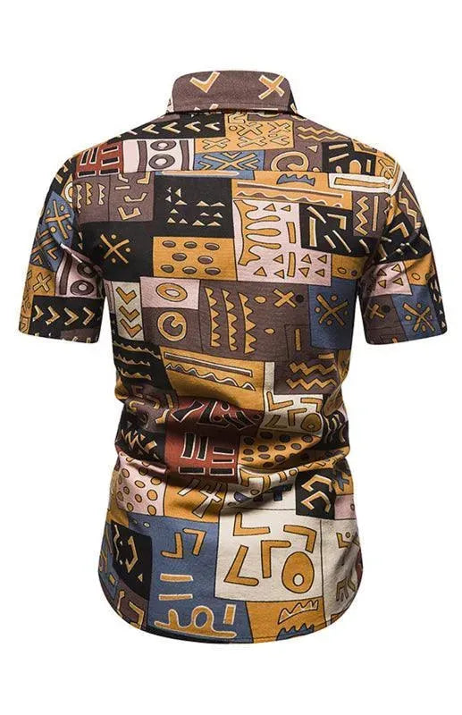 Printed Short Sleeve Men Shirt - Short Sleeve Shirt - LeStyleParfait