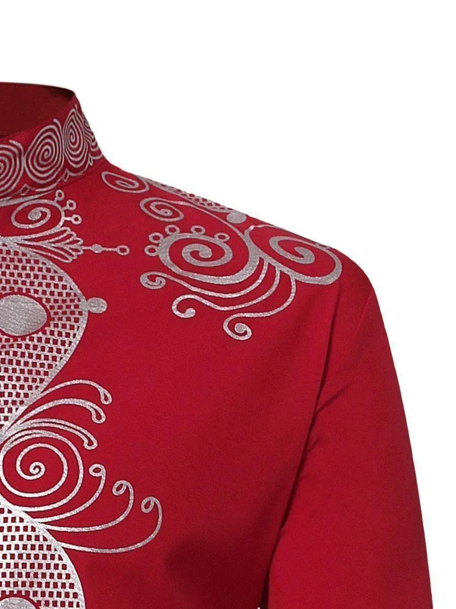 Red African Men Shirt - African Shirt - LeStyleParfait