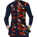 Red Black Cotton Dashiki Shirt-Men Shirts-LeStyleParfait