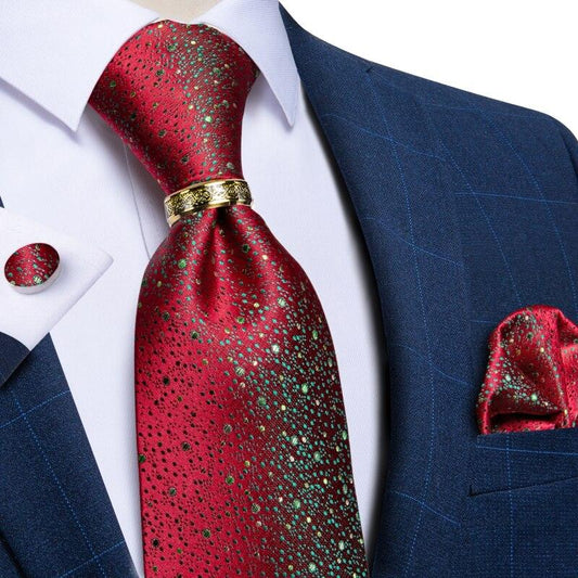 Red Galaxy Silk Necktie Set - Necktie - LeStyleParfait Kenya