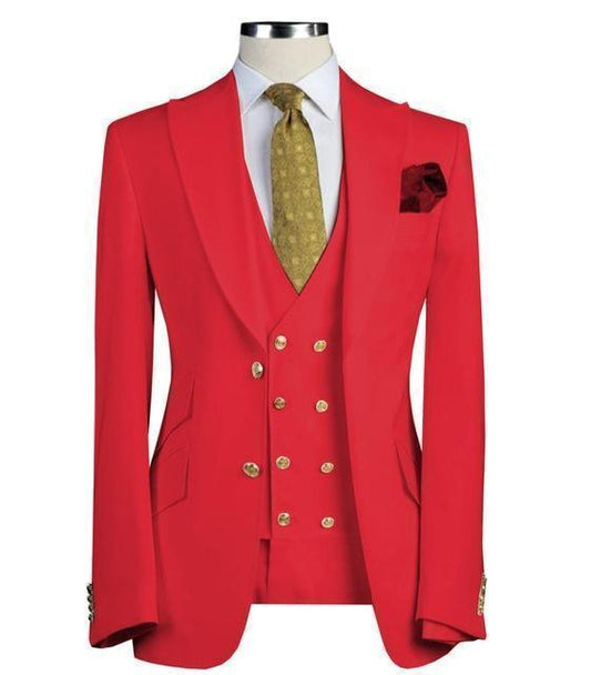 Red Men's Suit Three Piece Suit Slim Fit - Suit - LeStyleParfait Kenya