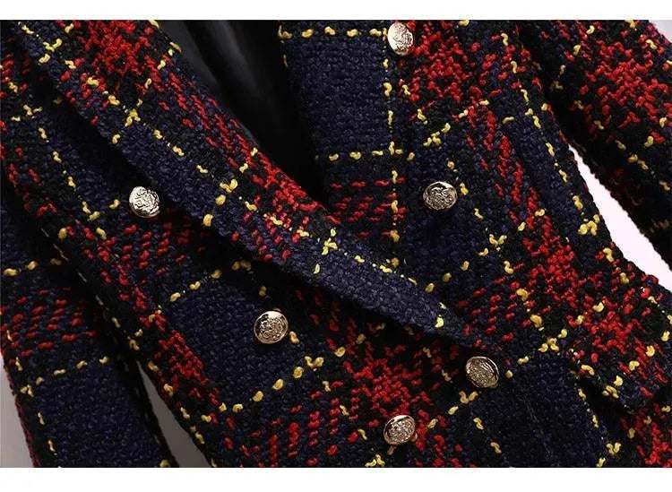 Red Plaid Tweed Skirt Suit - Skirt Suit - LeStyleParfait