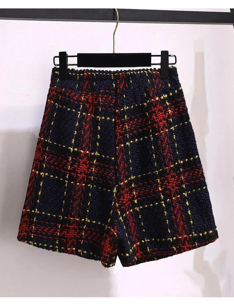 Red Plaid Tweed Skirt Suit - Skirt Suit - LeStyleParfait