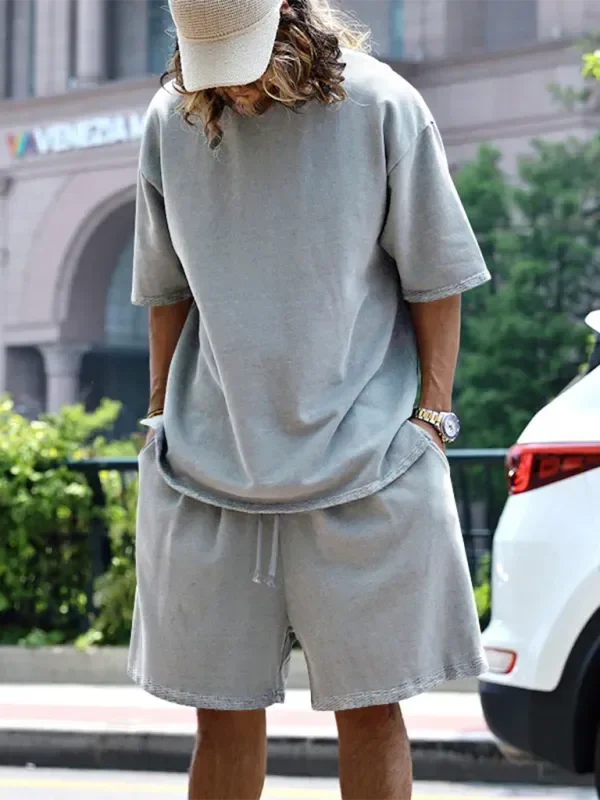 Relaxed Casual Solid Shorts Two-Piece Set - Solid Casual Shorts Two-Piece Set - LeStyleParfait