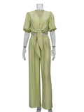 Relaxed Green Linen Two-Piece Set - Linen Two-Piece Set - LeStyleParfait