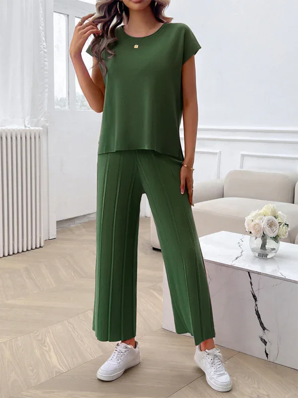 Relaxed Women Casual Beige Two-Piece Set - Casual Two-Piece Set - LeStyleParfait