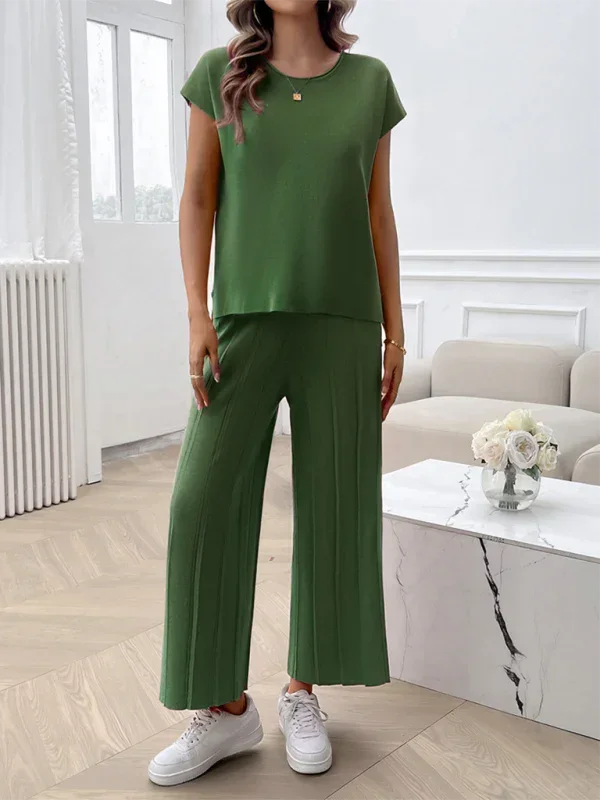 Relaxed Women Casual Beige Two-Piece Set - Casual Two-Piece Set - LeStyleParfait