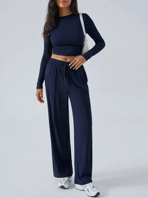 Relaxed Women Casual Jersey Two-Piece Set - Casual Pants Set - LeStyleParfait