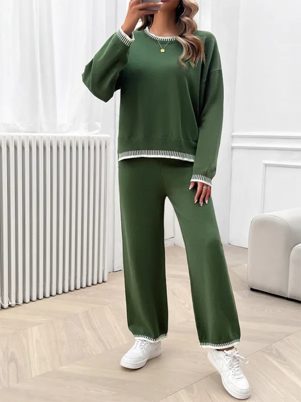 Relaxed Women Casual Knit Two-Piece Set - Casual Knit Set - LeStyleParfait
