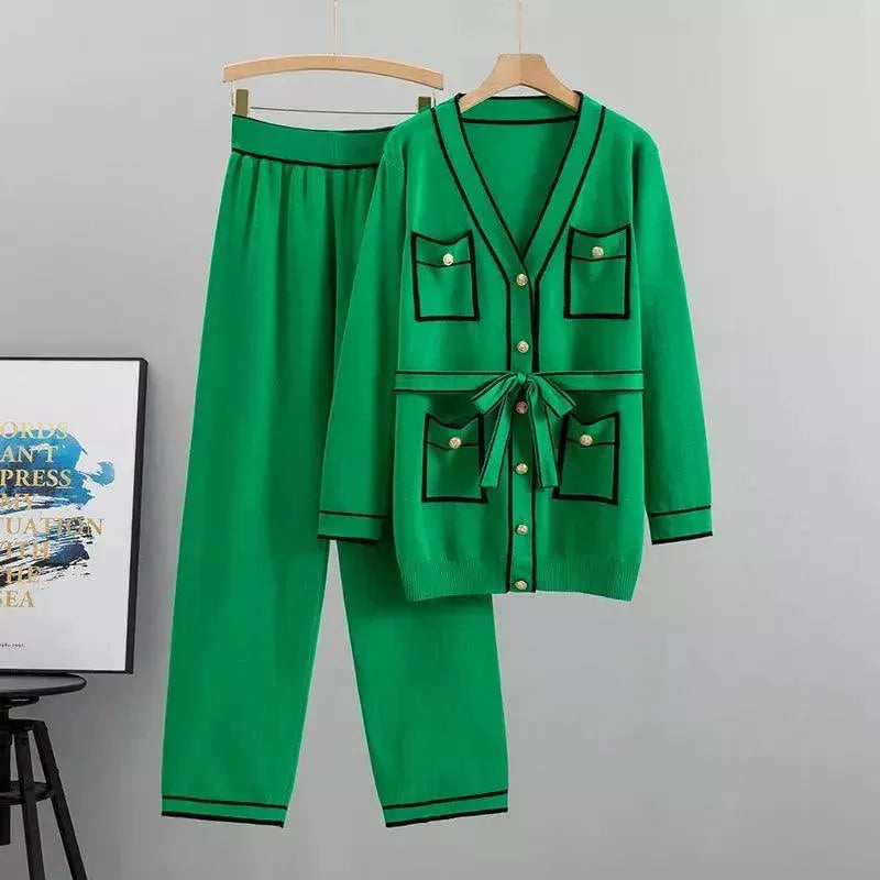 Relaxed Women Casual Twill Two-Piece Set - Casual Pants Set - LeStyleParfait