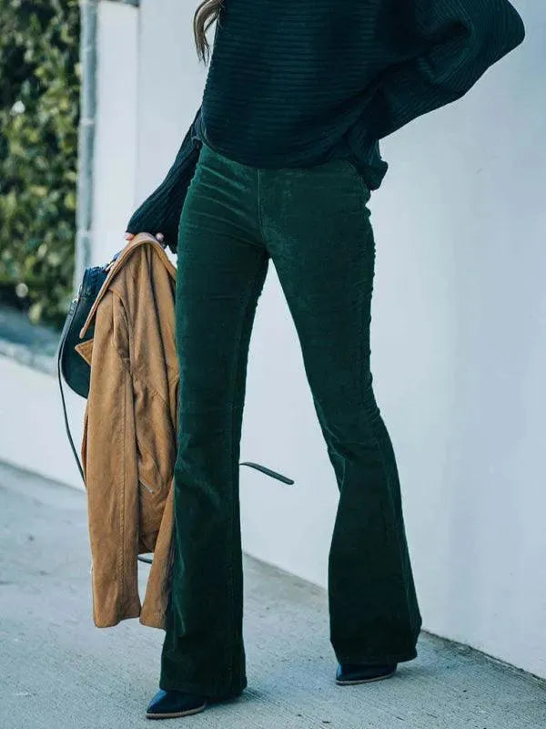 Loose Corduroy Flared Women Pants - Women Pants - LeStyleParfait
