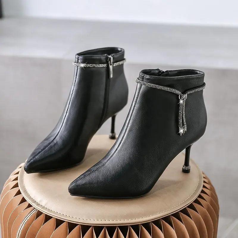 Rhinestone Pointed Women Ankle Boots - Ankle Boots - LeStyleParfait Kenya