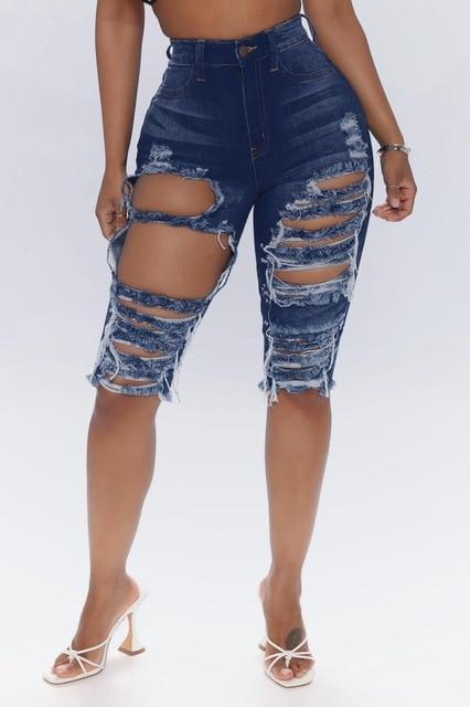 Ripped Jeans Summer Knee Length Jeans - Shorts - LeStyleParfait Kenya